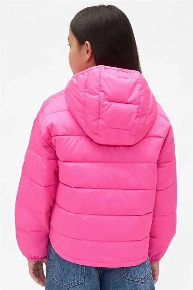 Детское зимнее пальто-пуховик для девочек с капюшоном V-Frch lw logo puffer Gap, Pink — фото 2