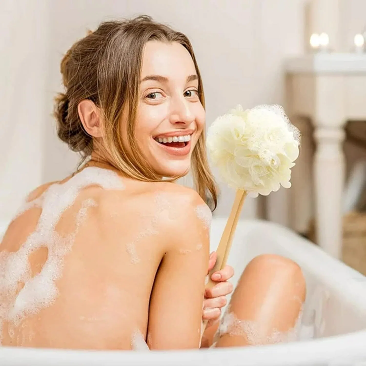 Щетка для тела с длинной ручкой, Generic, Beige — фото 2