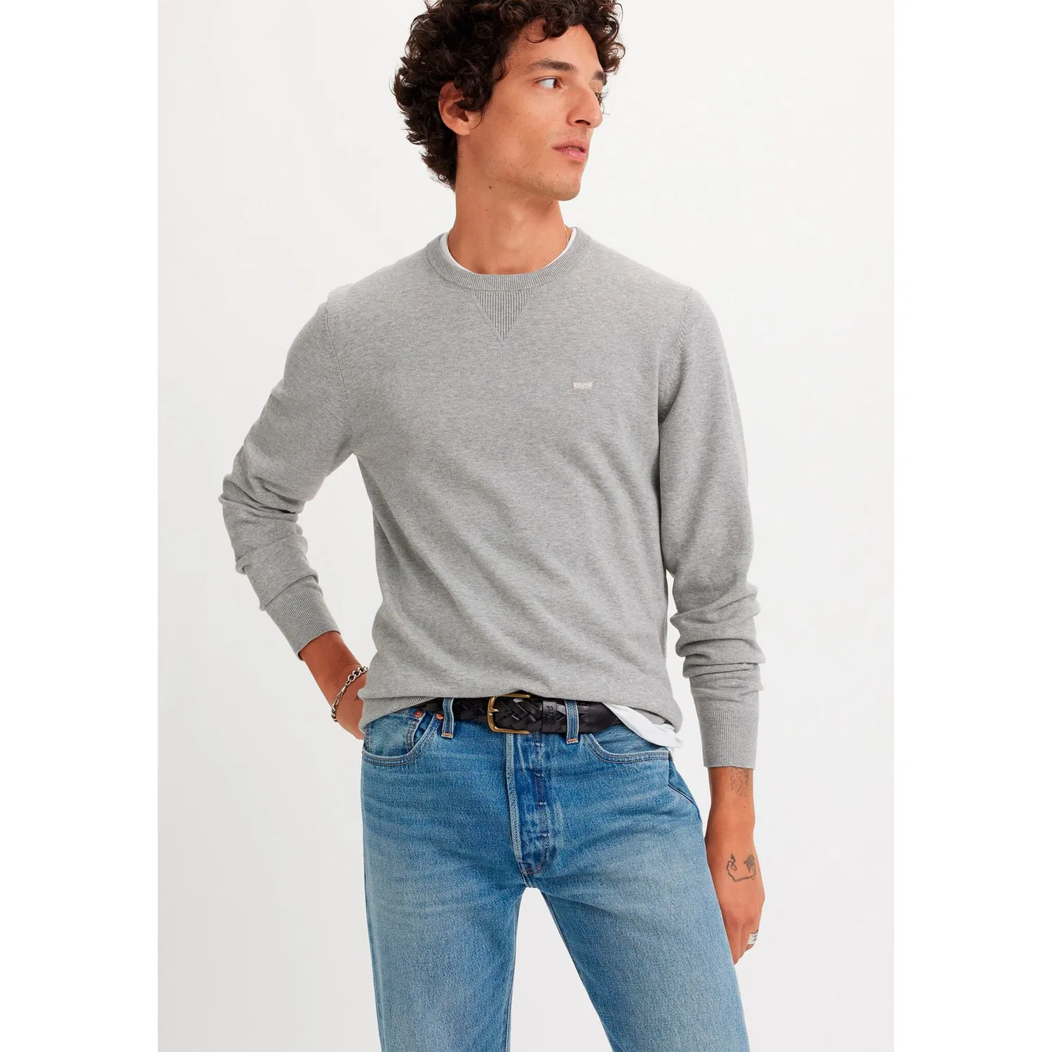 Мужской джемпер с круглым вырезом легкий Levi's, Mid Tone Grey Heather — фото 2