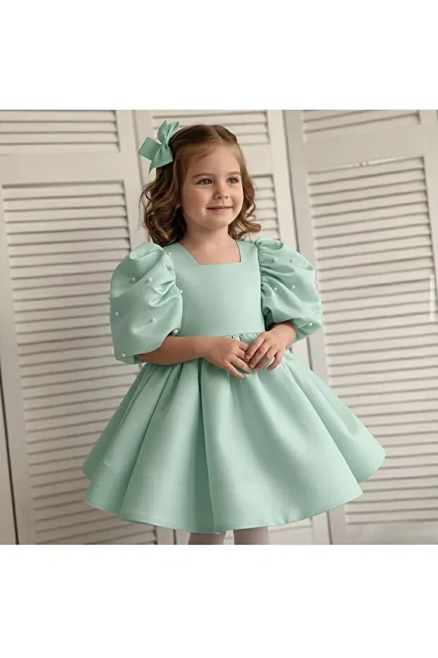 Детское платье для девочек с принтом Asel Kids, Water Green