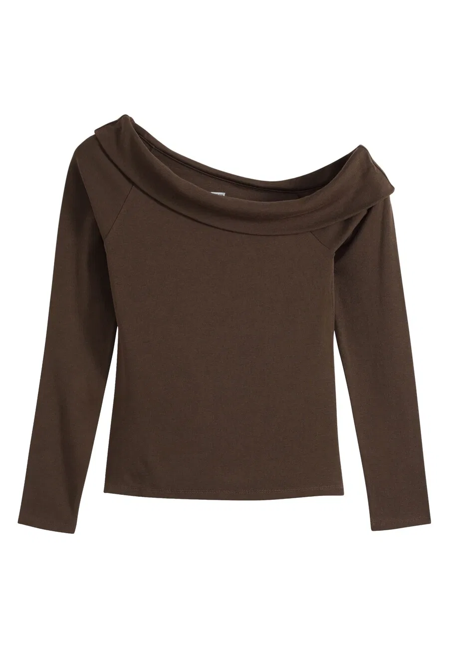 Женский лонгслив Levi's Clara Rib Off Shoulder LS, светло-коричневый
