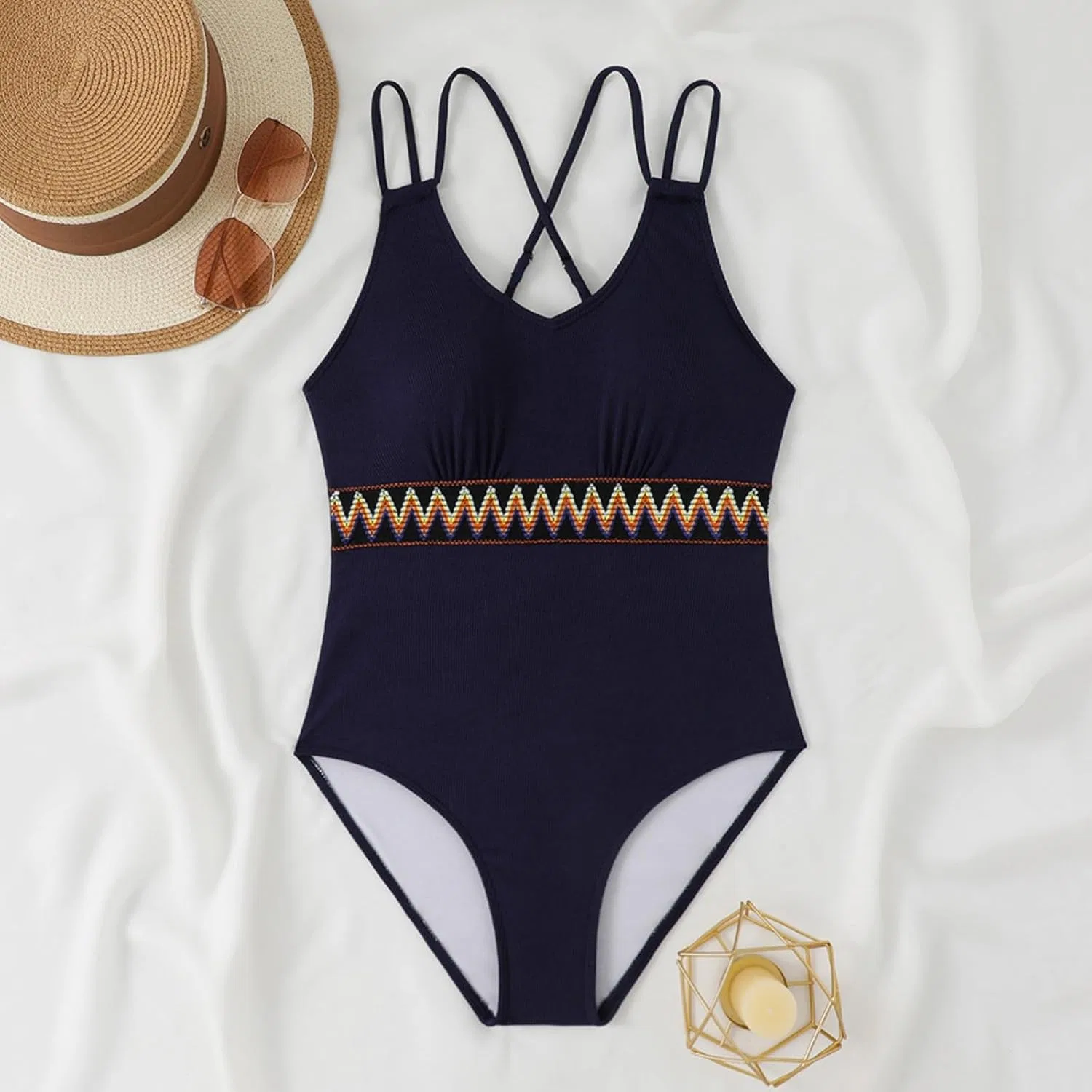 Женский цельный купальник с эффектом утяжки One Piece Swimsuit, Navy — фото 3