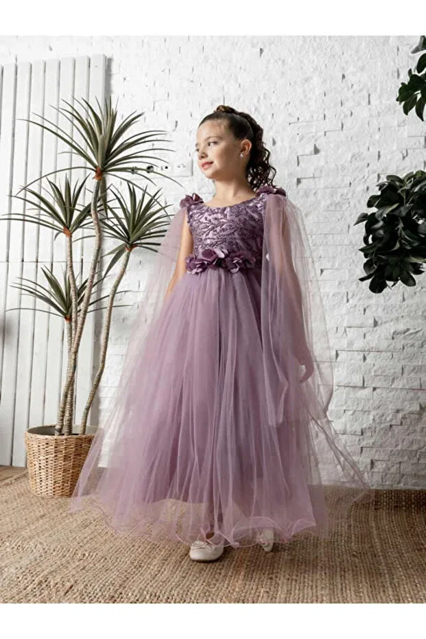 Детское платье для девочек с принтом Loungewear Mertoğlu Baby, Purple — фото 4