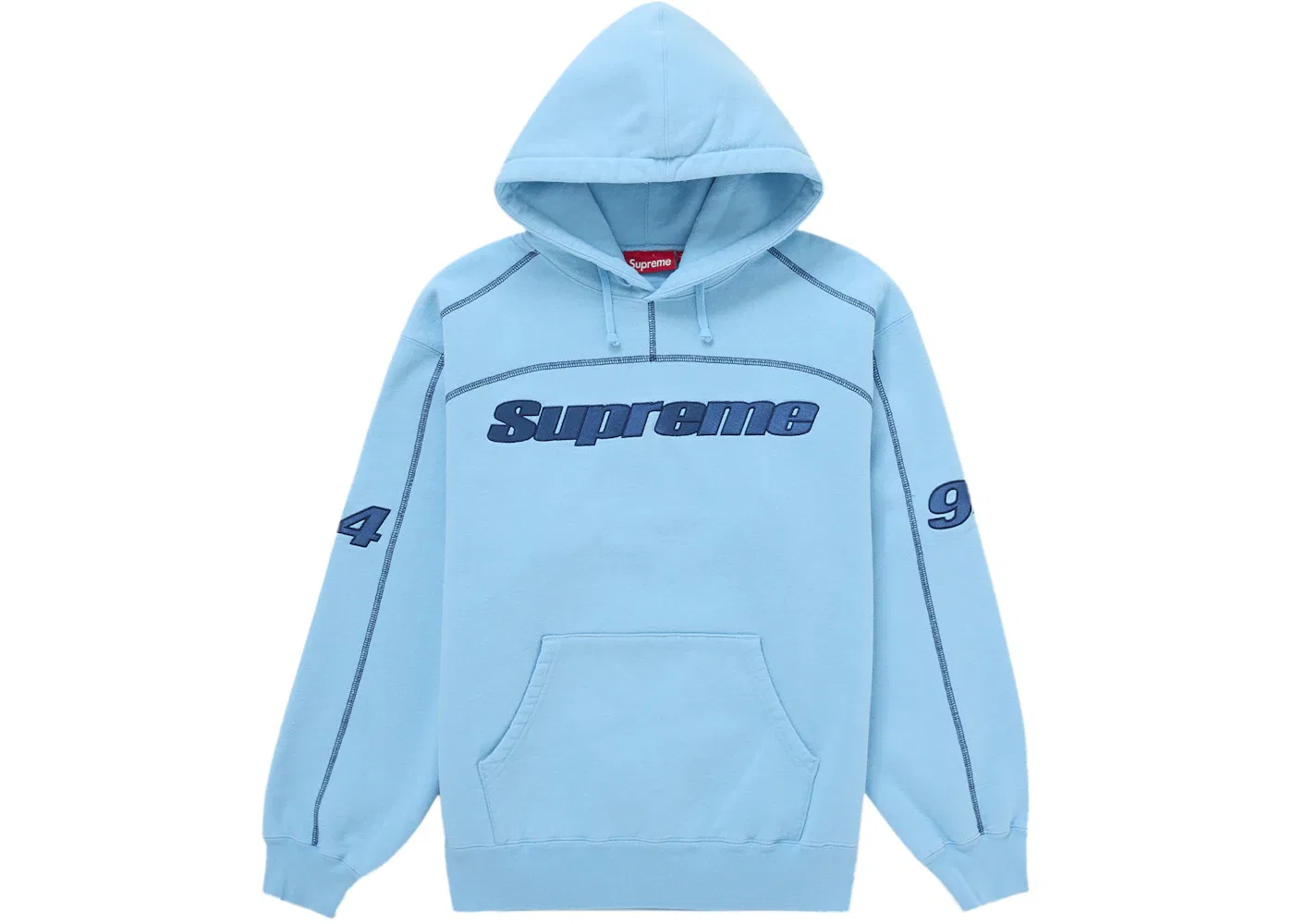 Мужской свитшот с капюшоном Supreme Overlock Hooded Sweatshirt Supreme, Light Blue