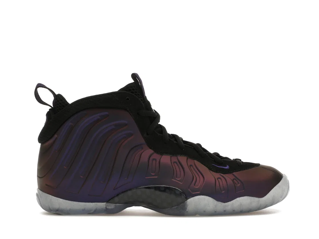 Детские кроссовки для мальчиков и девочек с верхом из нубука Air Nike Foamposite One Nike, Black/Varsity Purple-Varsity Purple