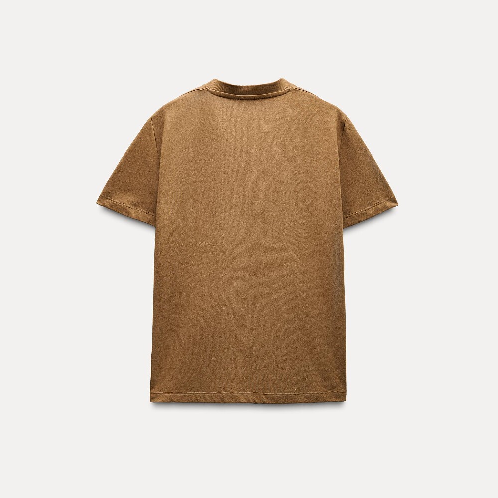 

Футболка Zara Cotton With Enzyme Finish, коричневый