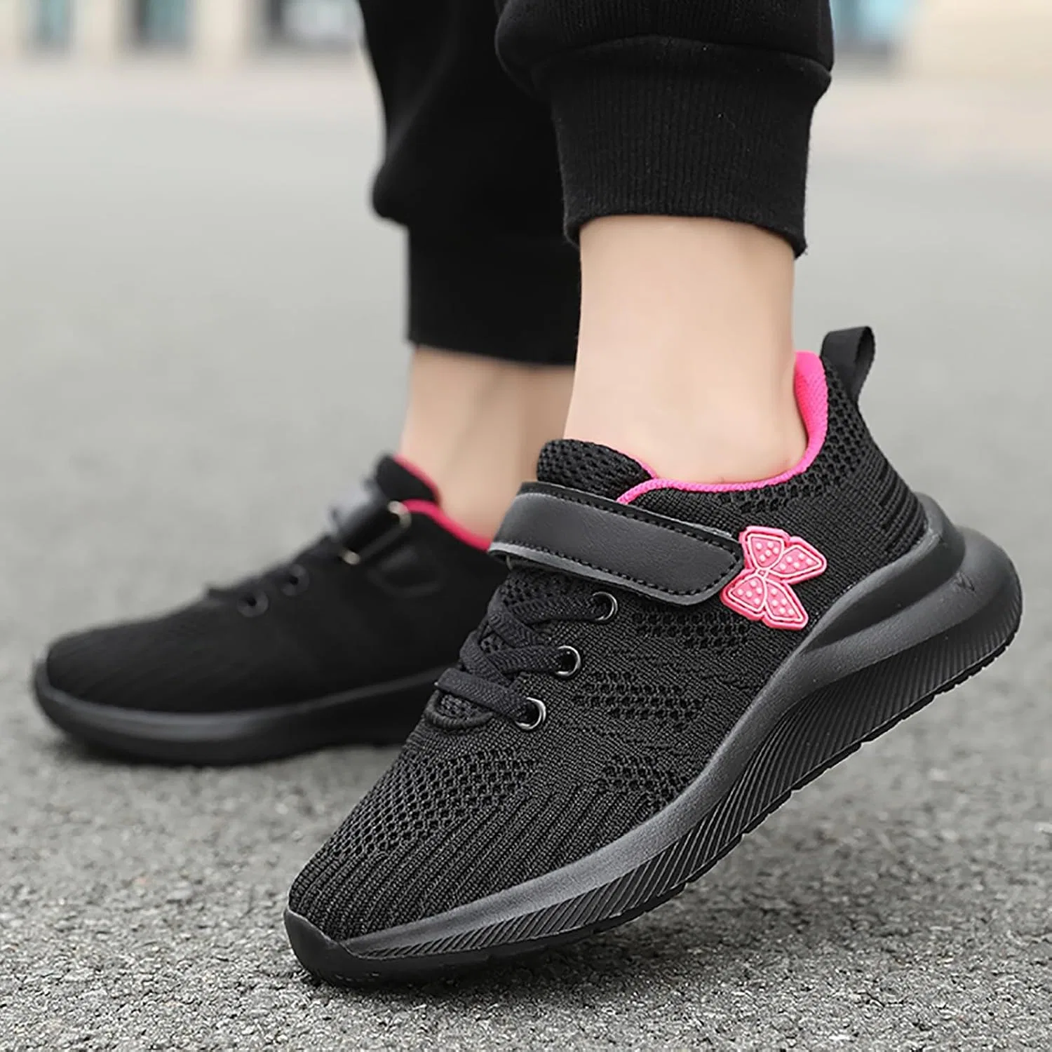 Детские кроссовки с сетчатым верхом Unisex-Child Sneakers Tennis Mesh Hollow Out Breathable Fashion Running Sneakers Lightweight Soft Sports Walking Shoes, Hot Pink — фото 2