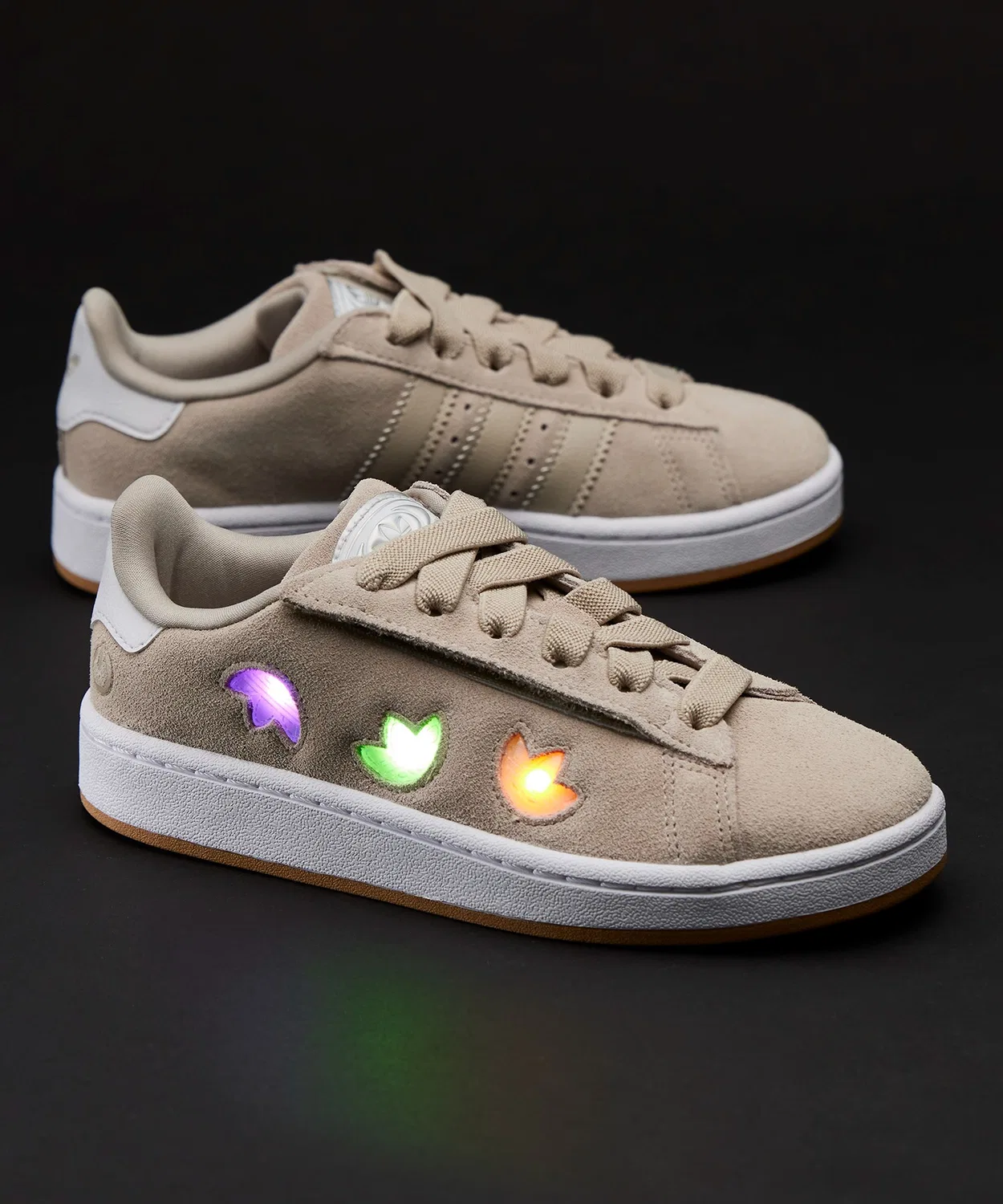 Детские кроссовки со светящейся подошвой Campus 00s LED Lights Comfort Closure Elastic Lace Adidas, Beige — фото 2