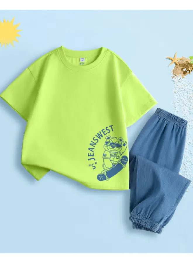 Комплект из футболки и брюк с коротким рукавом для мальчиков Jeanswest, мятный