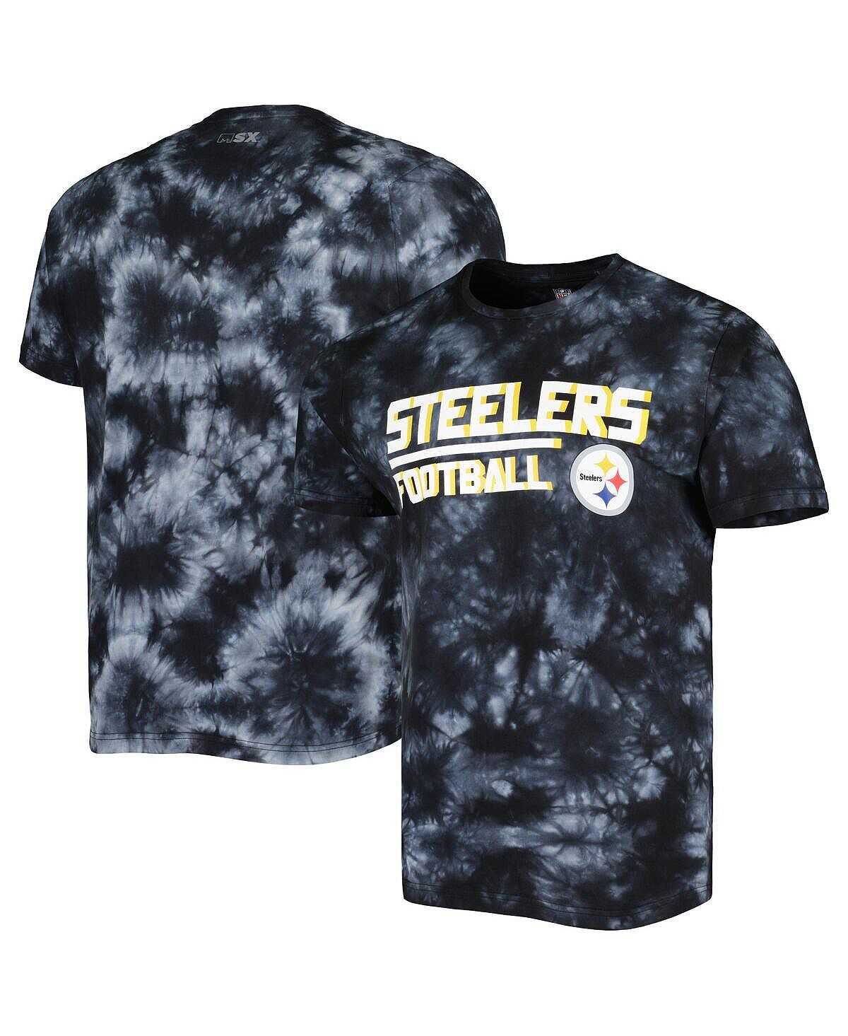 

Мужская черная футболка pittsburgh steelers recovery tie-dye MSX by Michael Strahan, черный