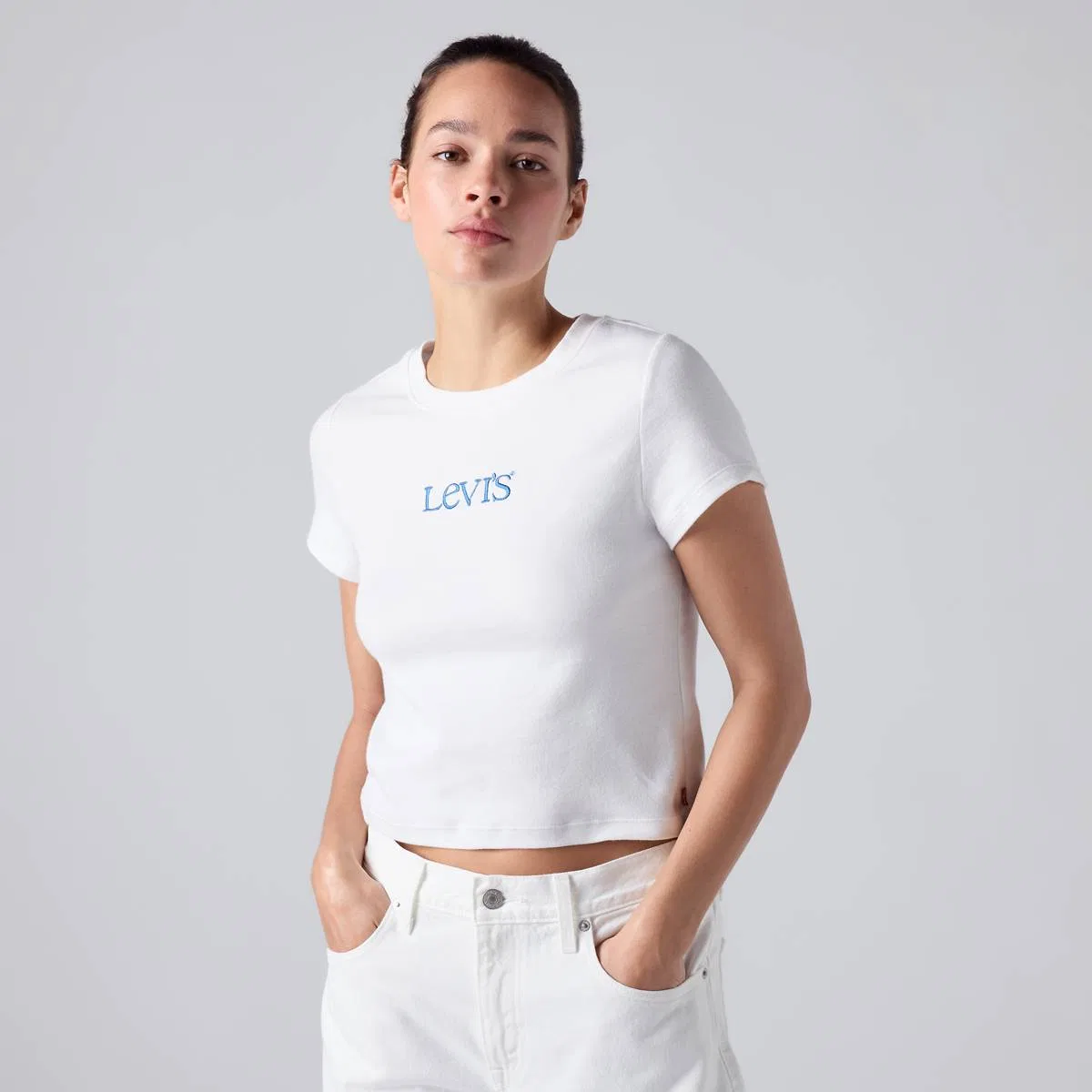 Базовая детская футболка с графическим принтом Levi's, Club Logo Bright White - White