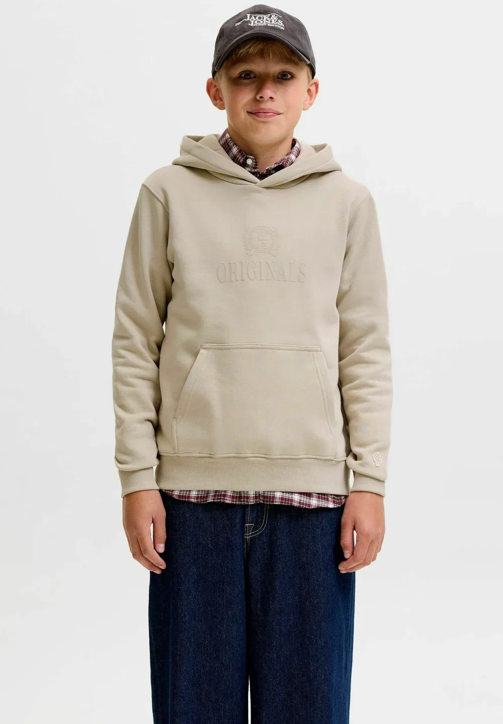 Худи с надписью, худи для подростков - худи Jack & Jones Junior, Feather Gray — фото 2