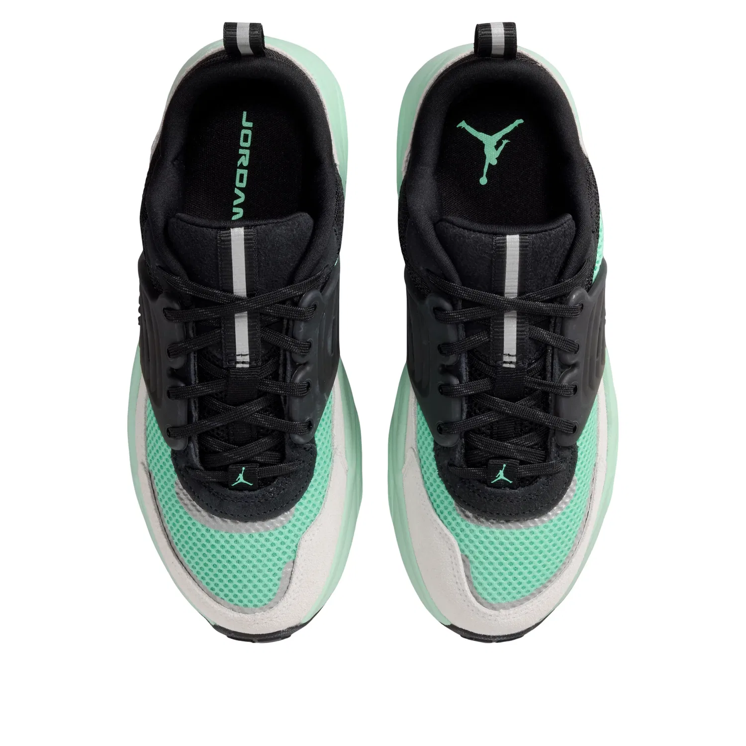 Детские кроссовки с текстильным верхом Trunner O/S 'Black Neutral Grey Mint Foam' Jordan, Black/Neutral Grey/Mint Foam/Green Glow — фото 2