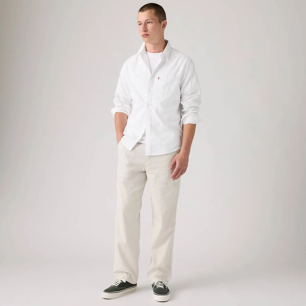 Удобные, свободные, из хлопка и льна, мужские брюки-трансформеры Levi's, Moonstruck - White