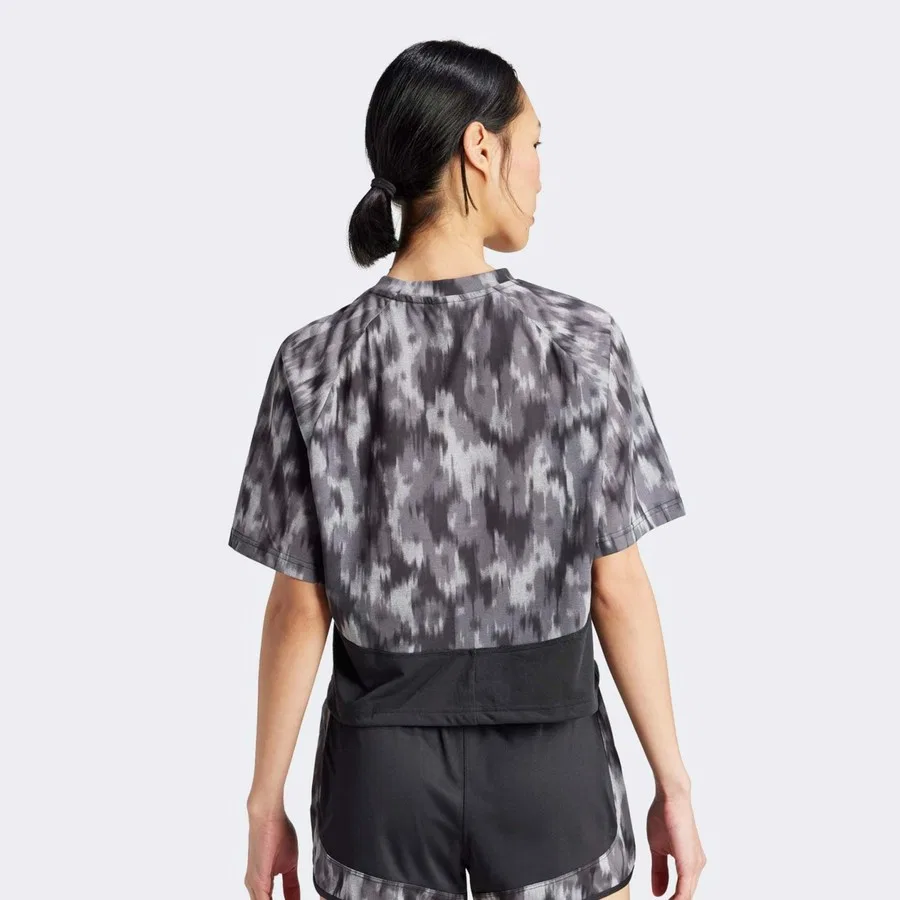 Женская футболка с принтом Allover Print Flower adidas, Серый — фото 2