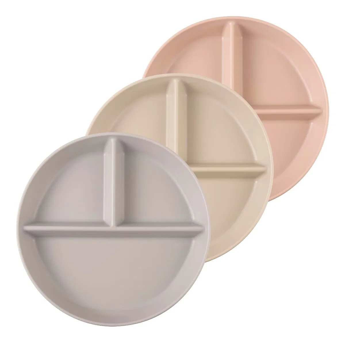 Набор детских тарелок с разделителями 19 см, 3 предмета Tiny Twinkle, Grey, Pistachio, Tan