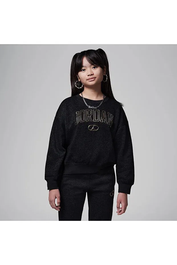 Детское худи для девочек с принтом Jordan 1st baby blue crew girl child sweatshirt 45d528-023 Nike, Black