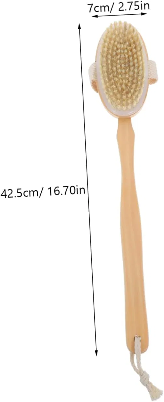 Щетка для тела с длинной ручкой BESTYASH, щетина и дерево, 42.5x7x3.5 см, Beige — фото 2