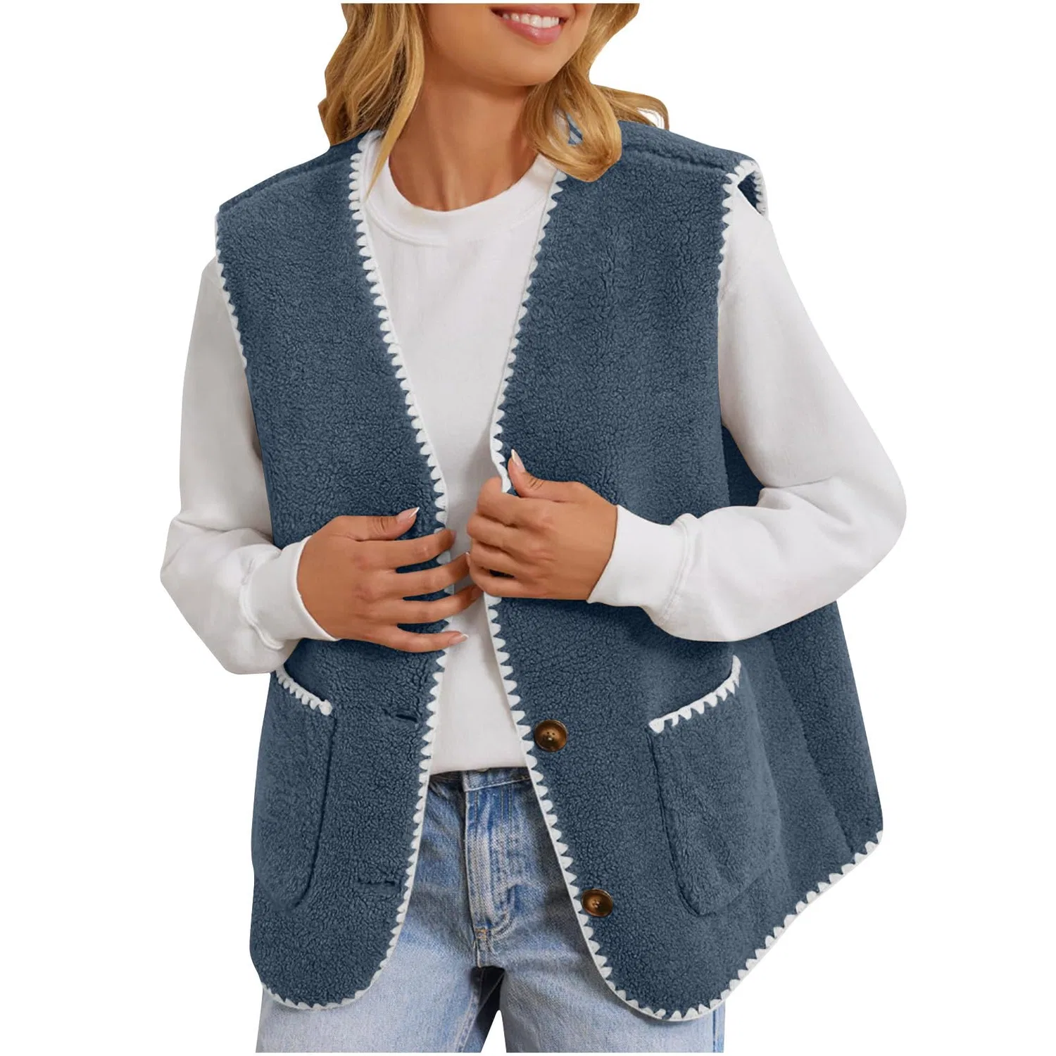 Женский безрукавный жилет с флисом, модель Winter Warm, бренд, A04 Blue