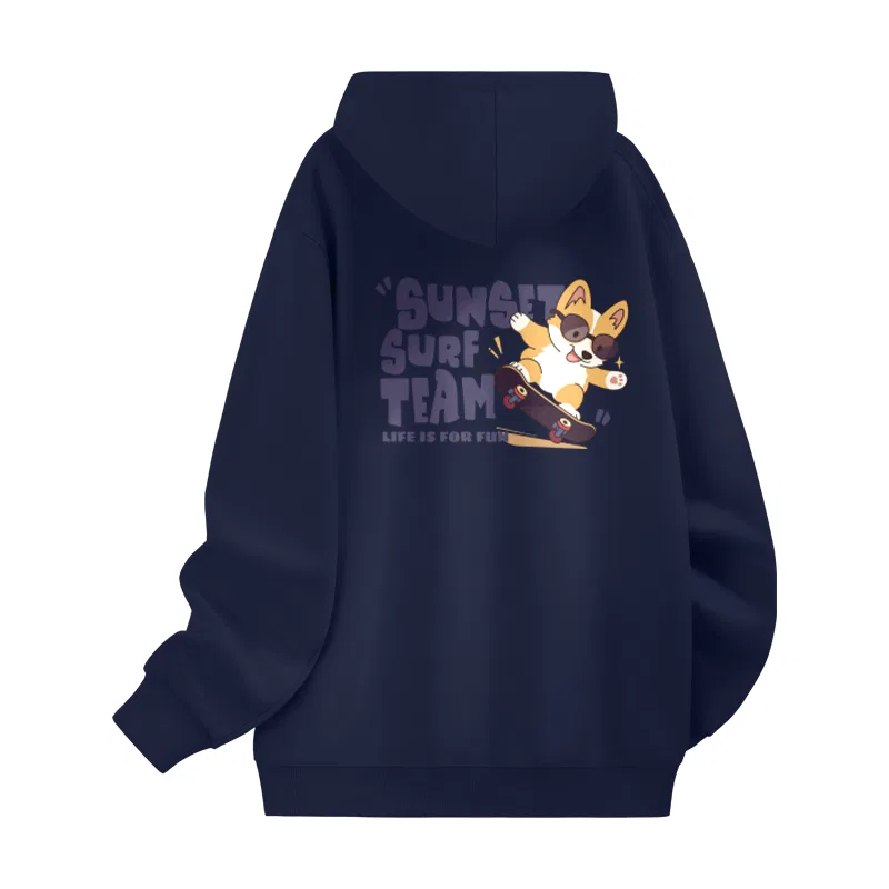 Свитшот детский с принтом Ma Skateboard Corgi Back Label MINISO, Navy Blue