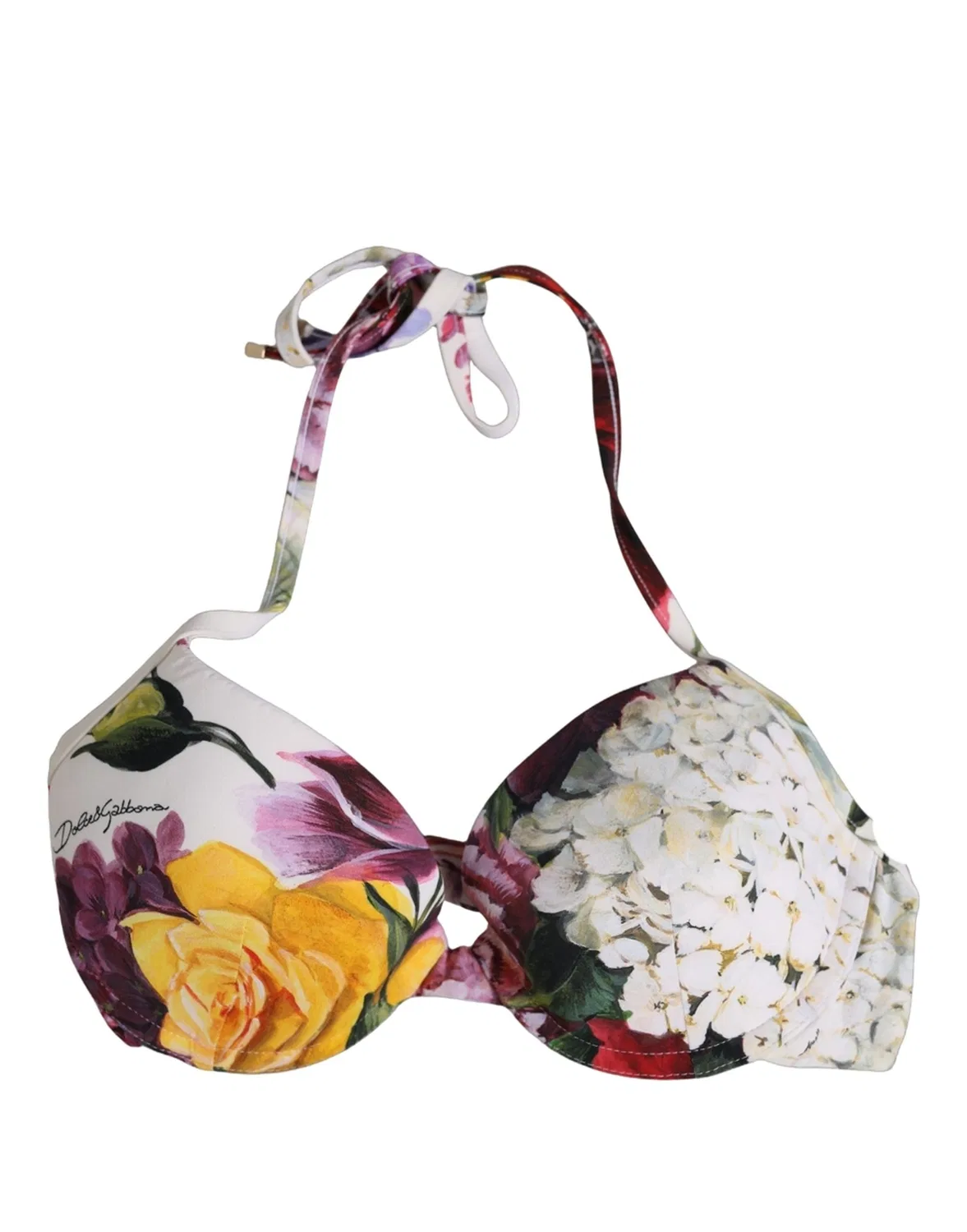 Женский топ бикини с цветочным принтом Bikini Top Dolce & Gabbana, White — фото 2