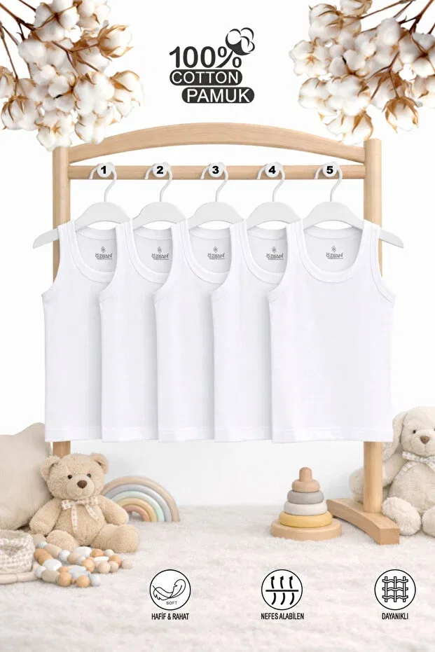 Детское боди для мальчиков хлопковое комплект 5 штук Özkan Underwear, White