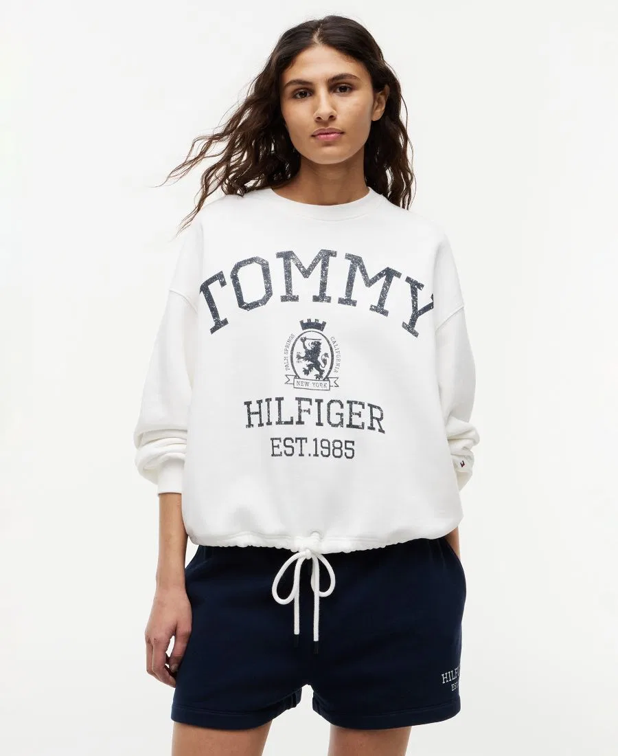 Свитшот женский с круглым вырезом, с принтом Tommy Hilfiger, Ecru — фото 4