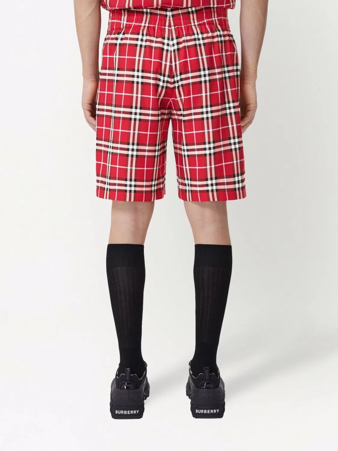 Спортивные шорты в клетку Burberry, красный — фото 4