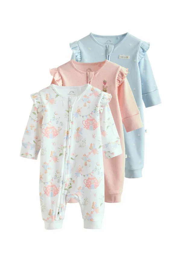 Комплект из 3 боди с длинным рукавом, принт Animals, Regular fit - two way zip baby sleepsuit 3 pack, Next, Multi, мультиколор