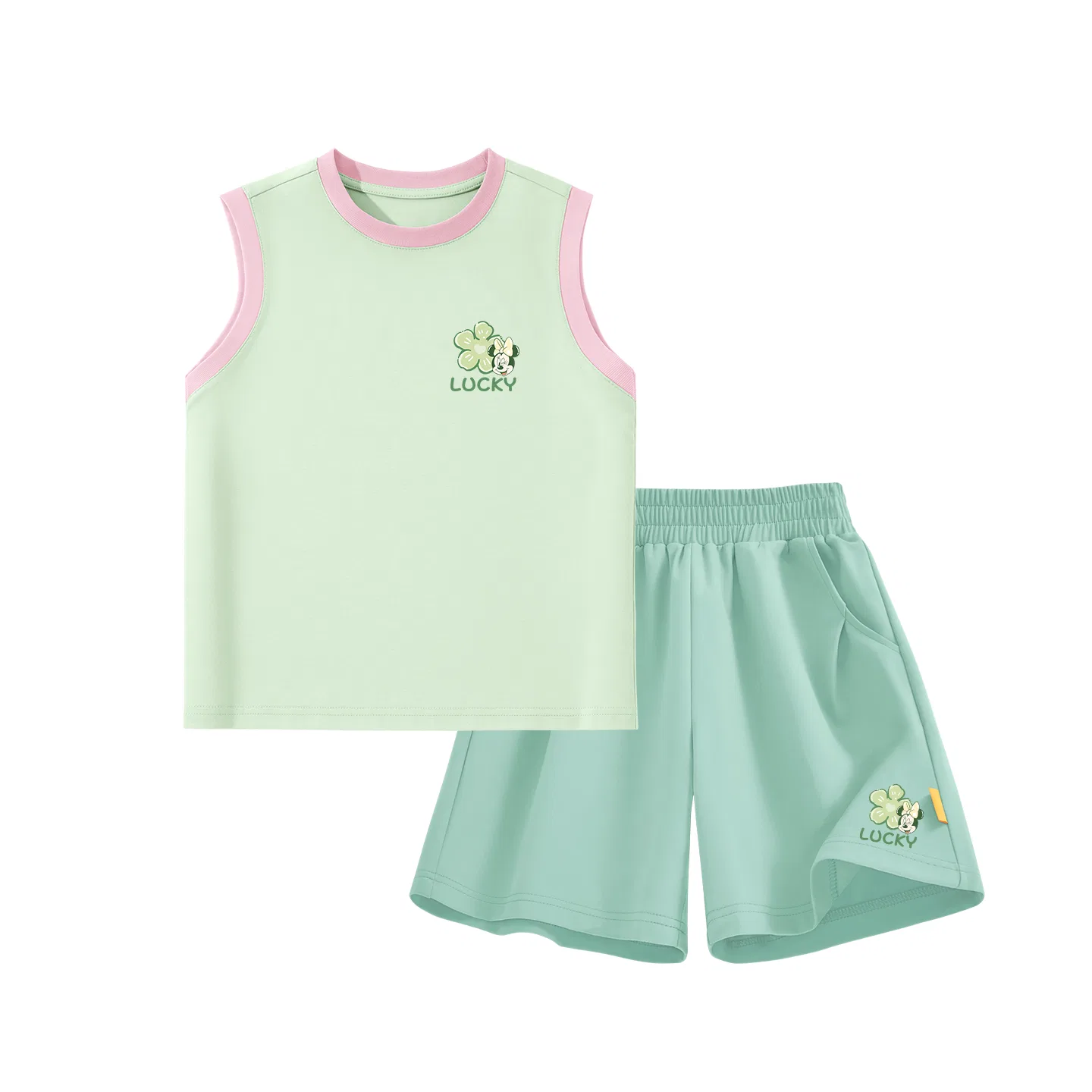 Детский костюм Crew Neck Thin Stretch, Disney, Di Lucky Clover K Pink Green