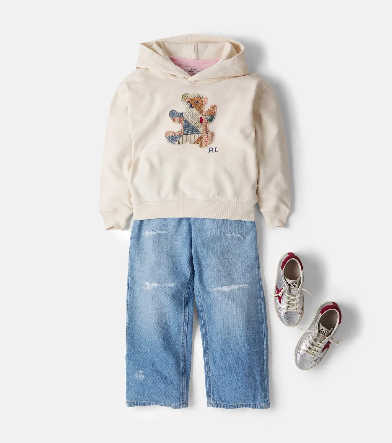 Худи хлопковое с капюшоном Polo Ralph Lauren Kids, белый — фото 2