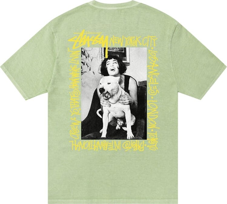 Футболка Stussy How We're Livin' Pigment Dyed Tee 'Sage', зеленый — фото 3