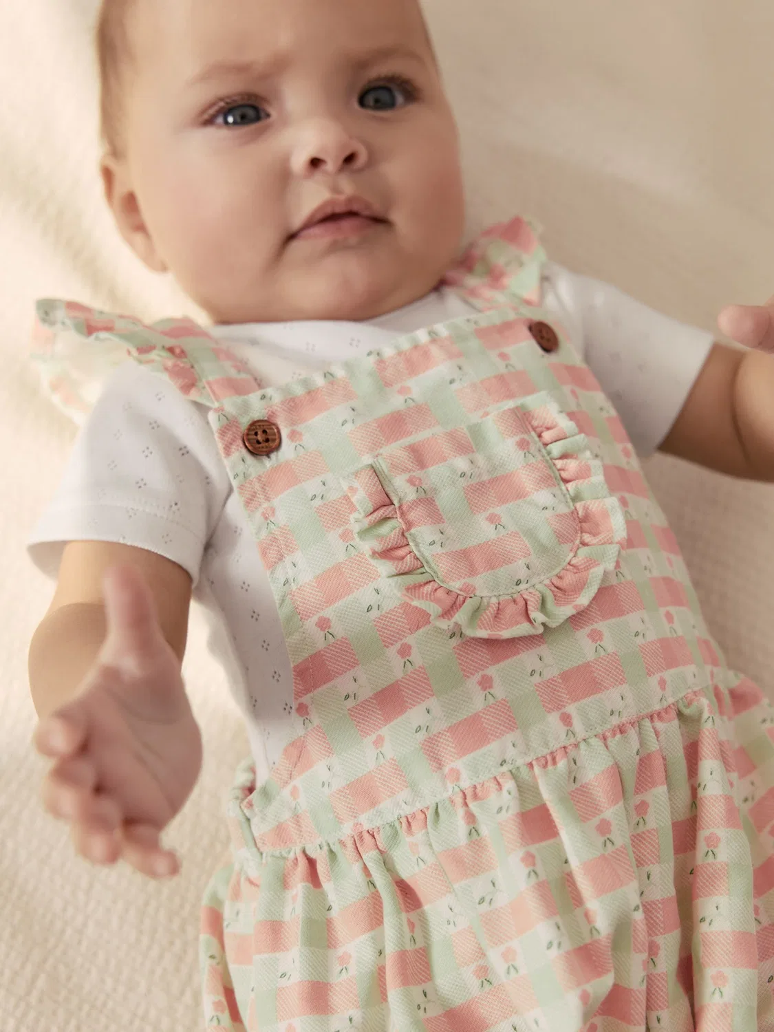 Комбинезон и боди, в клетку, Pink Check Baby Next, Розовый — фото 4