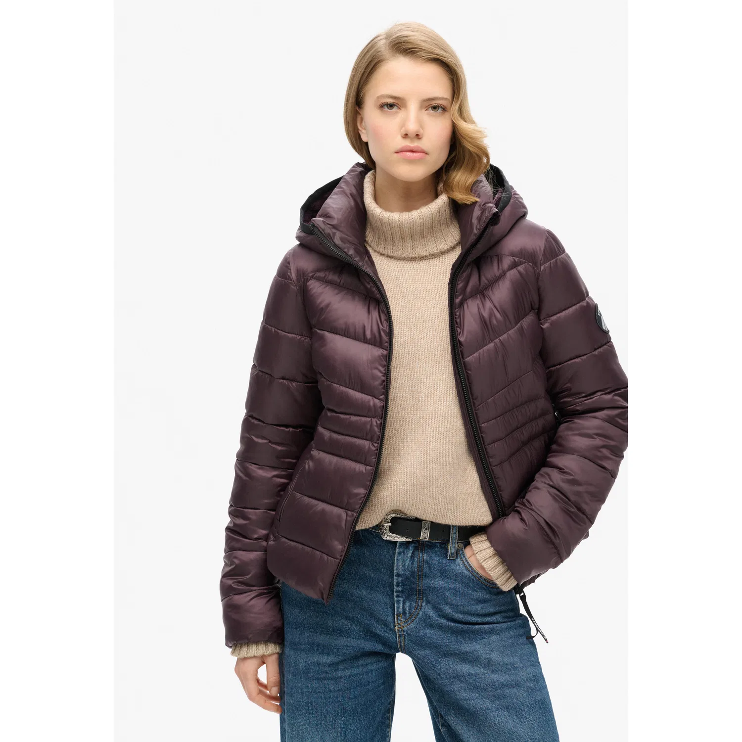 Женская стеганая куртка пуховая Superdry Fuji Quilt, Rot — фото 4