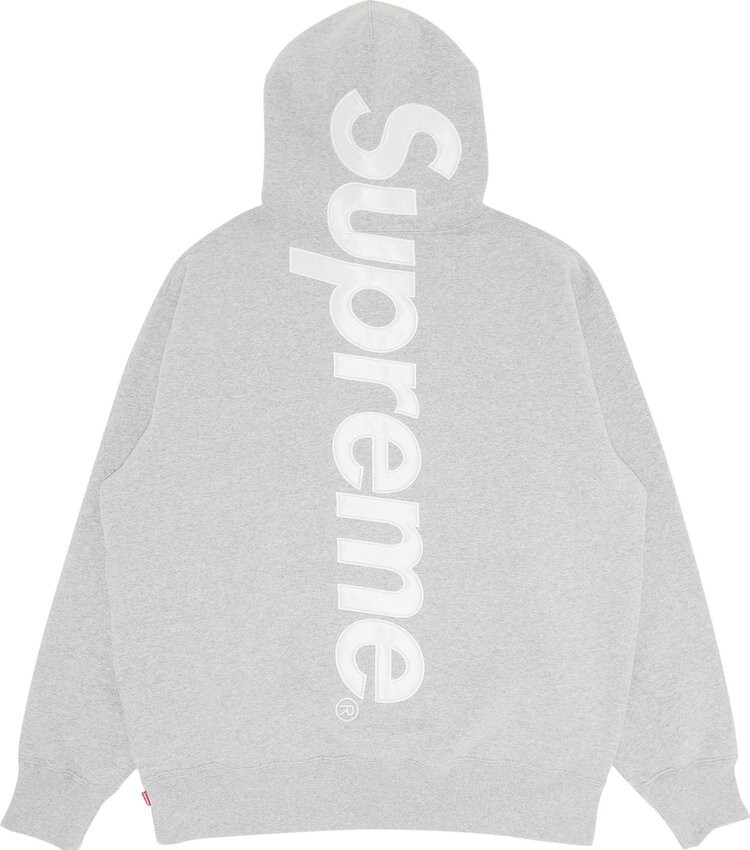 Толстовка Supreme Satin Appliqu  Hooded Sweatshirt 'Heather Grey', серый — фото 3