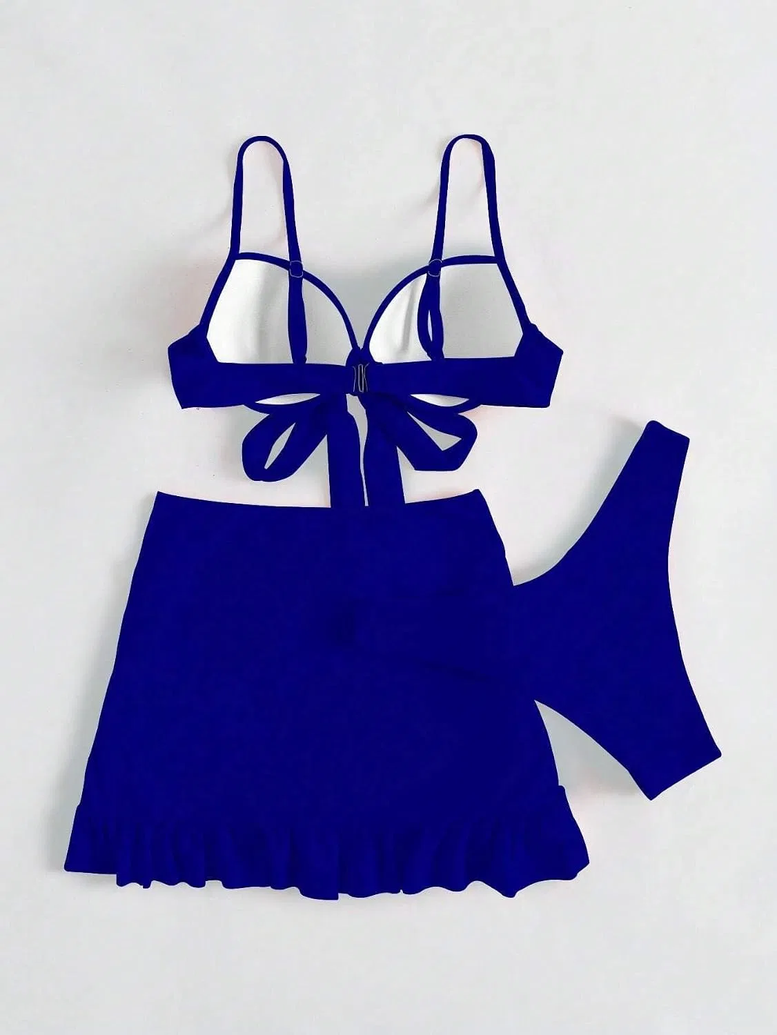 Женский бикини-комплект с завышенной талией 3 предмета, Royal Blue — фото 3