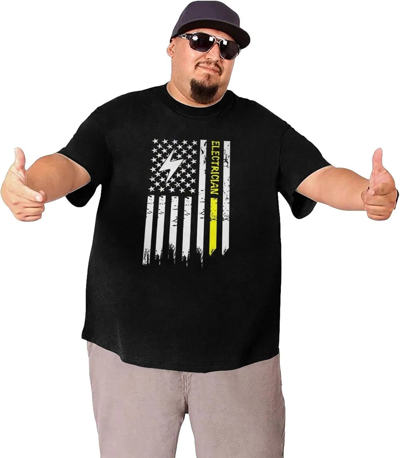Женская футболка с графическим принтом Regular Fit, Electrician With American Flag1 — фото 3