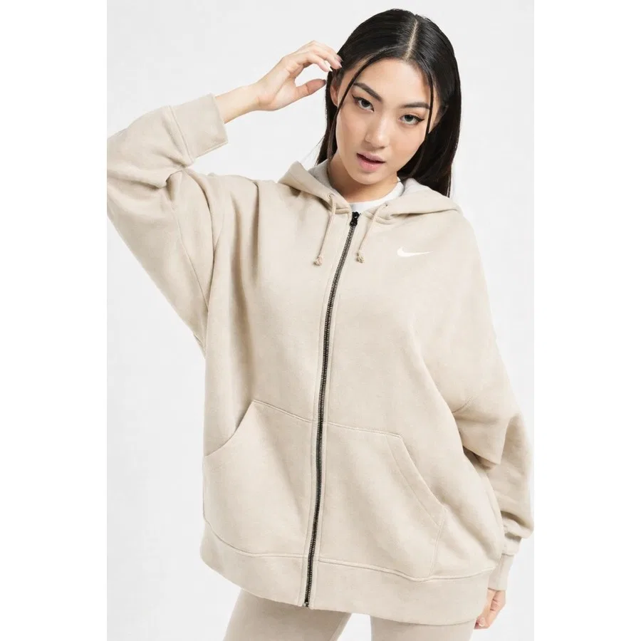 Женский худи-оверсайз с капюшоном Nike Sportswear Essentials Oversize Fleece Full Zip, Кремовый