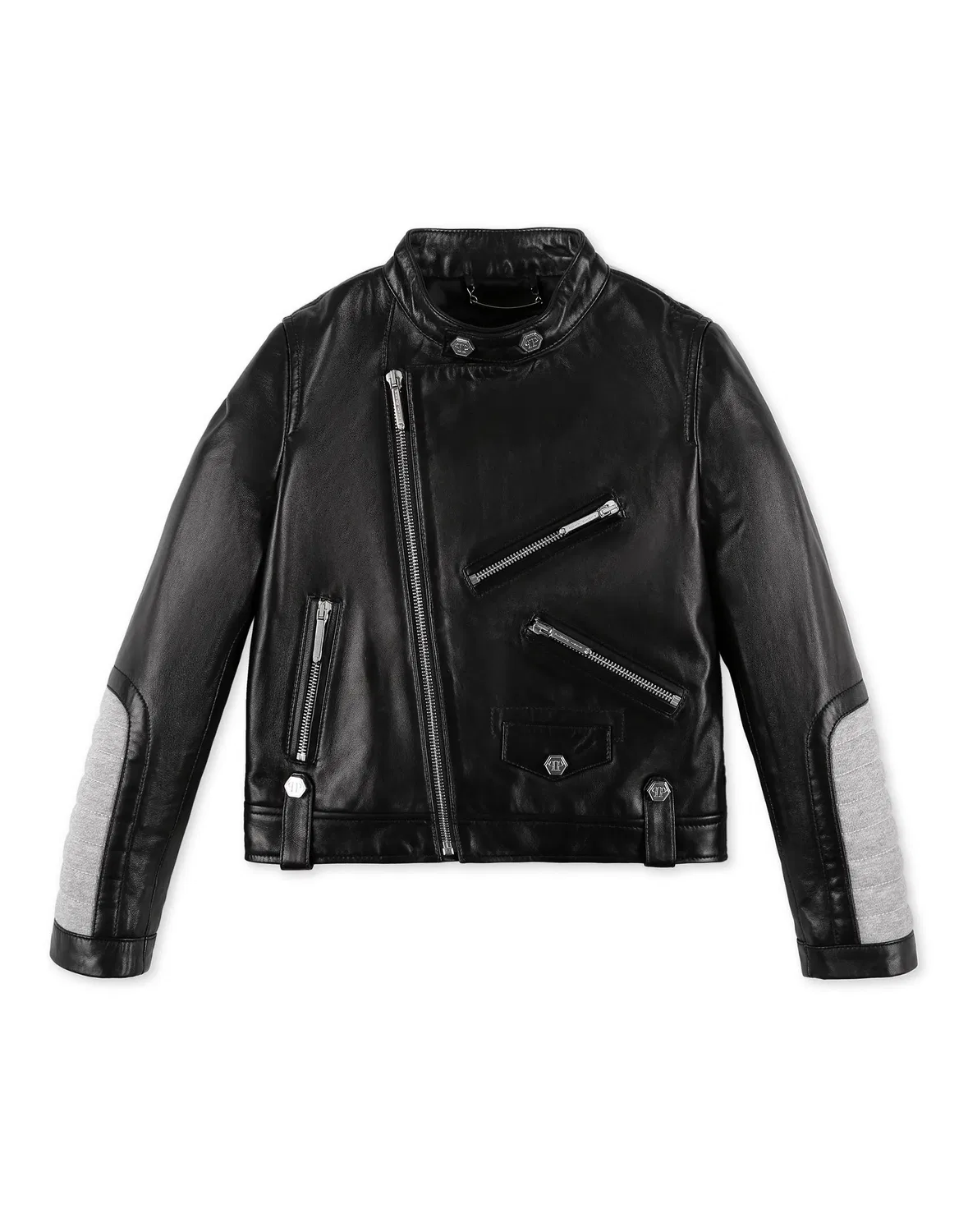 Детская кожаная куртка-косуха Leather Biker Original PHILIPP PLEIN, черный