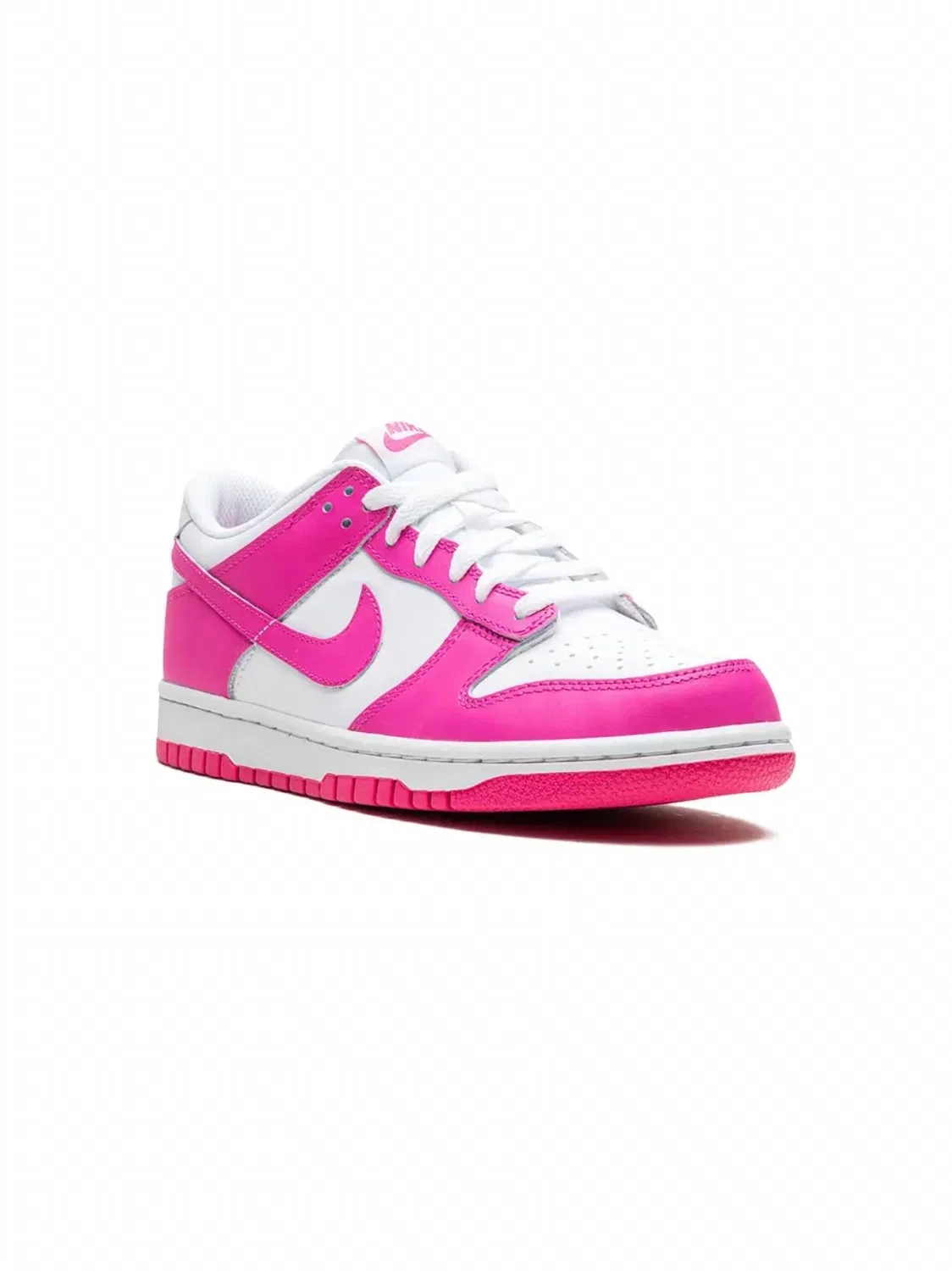 Детские кроссовки Nike Dunk Low из кожи с круглым носом Laser Fuchsia — фото 2