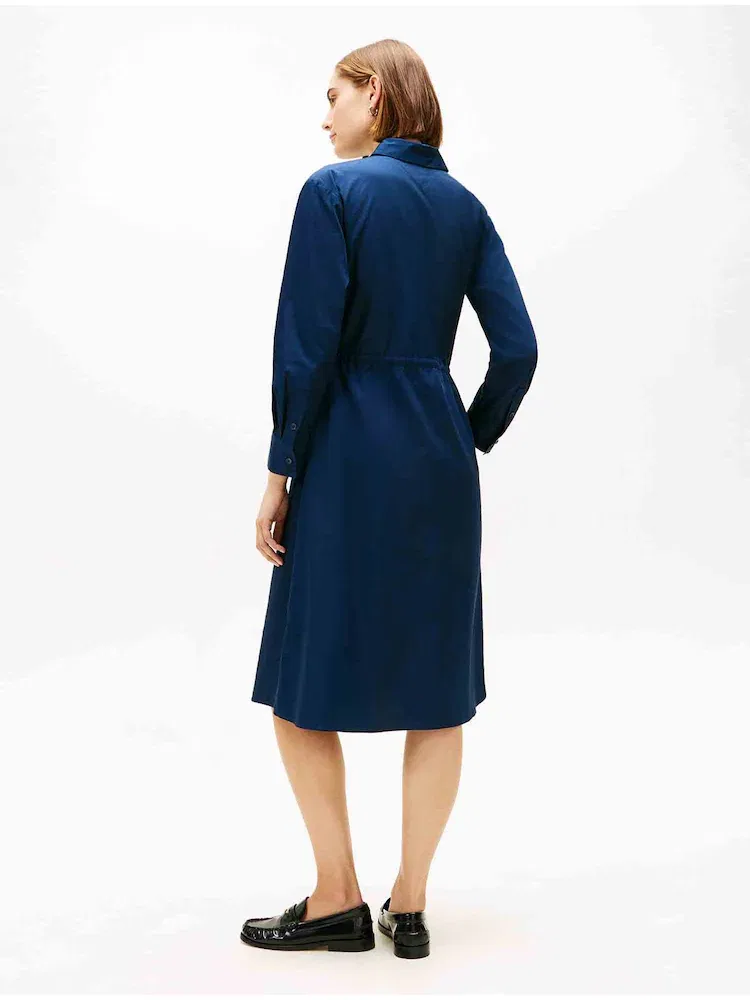 Платье-рубашка из хлопка Poplin Flare Shirt Dress TOMMY HILFIGER, Navy — фото 2
