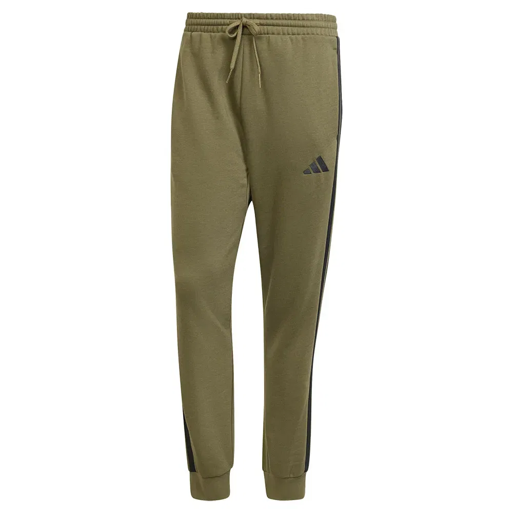 Брюки флисовые с лампасами Adidas Essentials 3 Stripes Fleece joggers, зеленый — фото 3