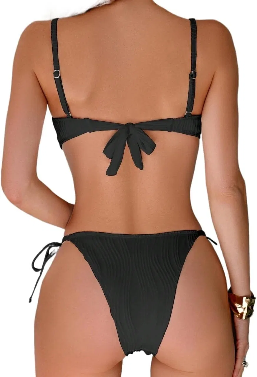 Женский бикини-комплект с высокой талией Spaghetti Strap, Black