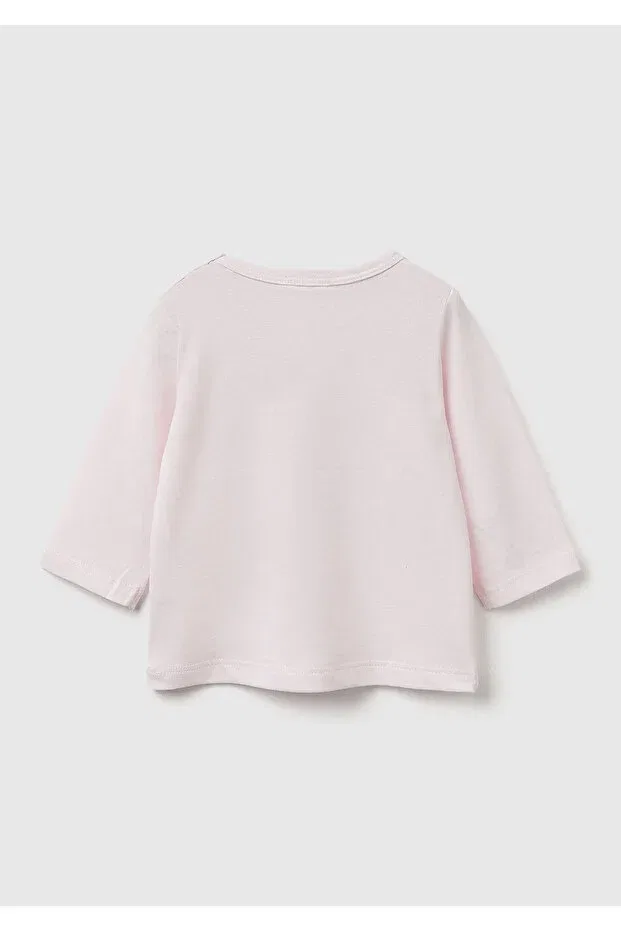 Детская футболка с длинным рукавом с принтом United Colors Of Benetton, Powder Pink — фото 2