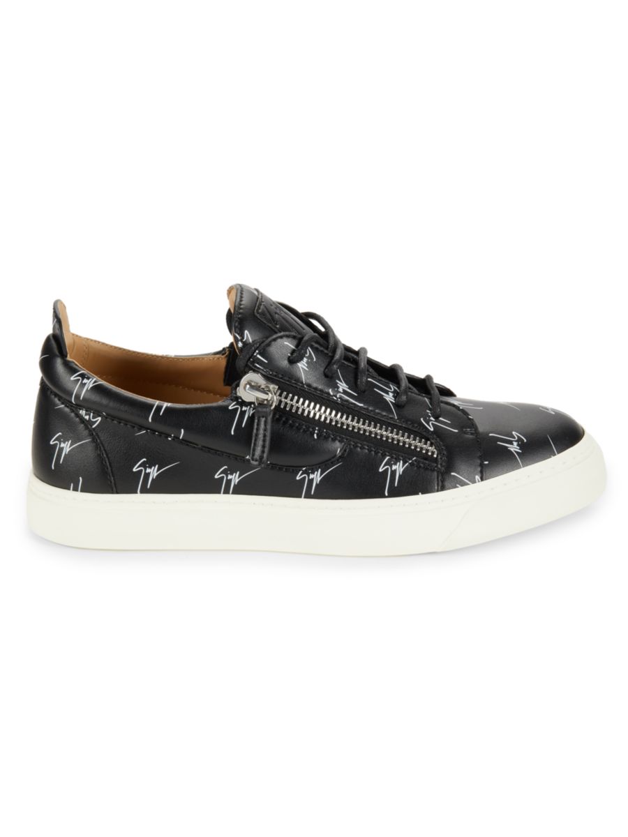 

Низкие кеды из искусственной кожи с монограммой Giuseppe Zanotti, цвет Nero Bianco