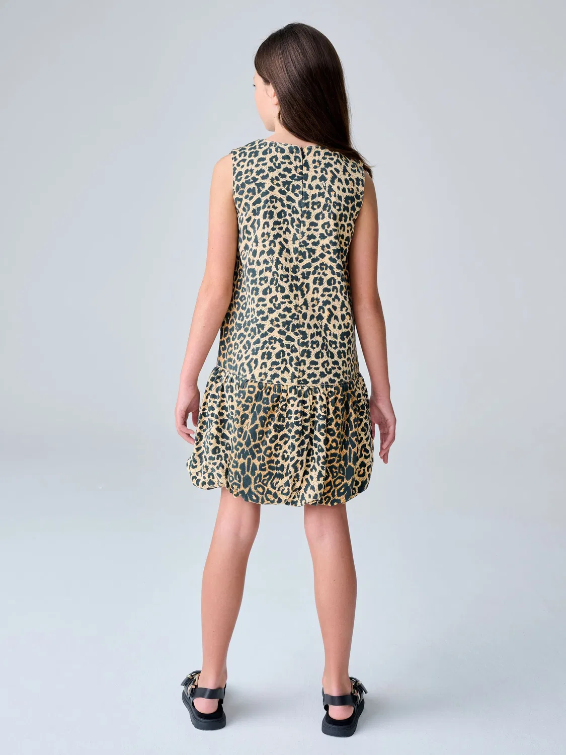 Платье джинсовое с принтом леопард, модель Bubble Hem smALLSAINTS, Leopard — фото 2