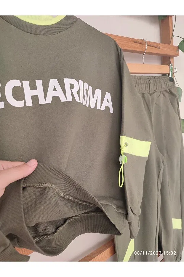 Детский спортивный комплект для мальчиков с принтом Two Thread Boy's Tracksuit Set Baby, Haki — фото 3