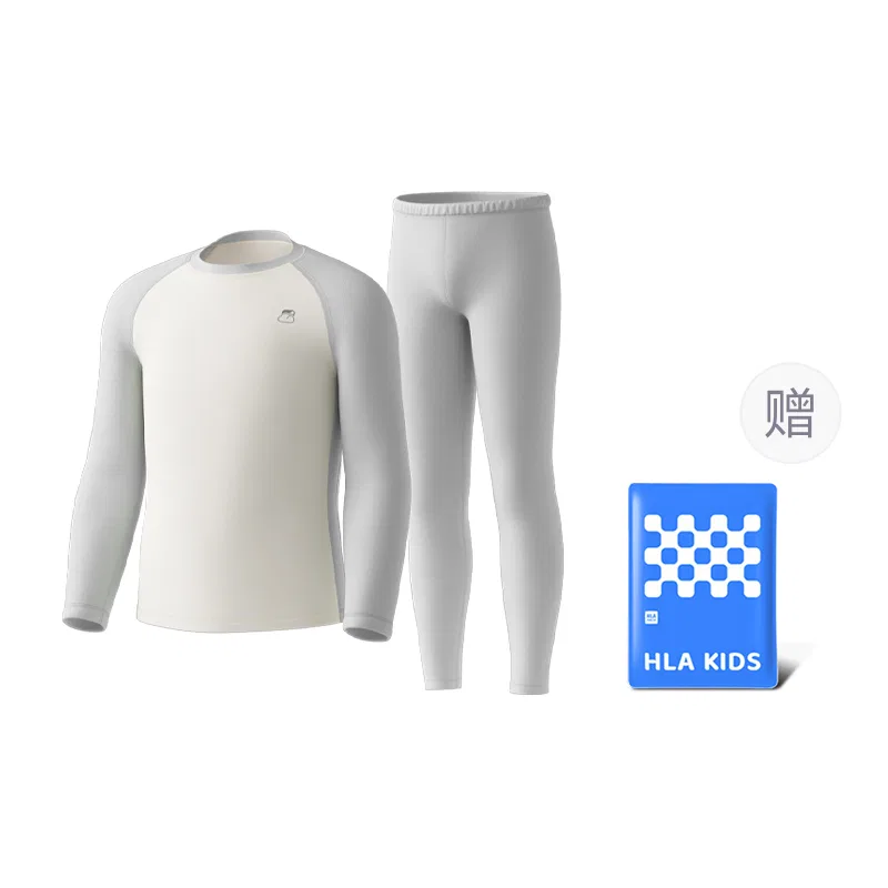 Детский комплект нижнего белья с круглым вырезом, модель Boys Color Block Style, HLA, Light Gray+Ecru
