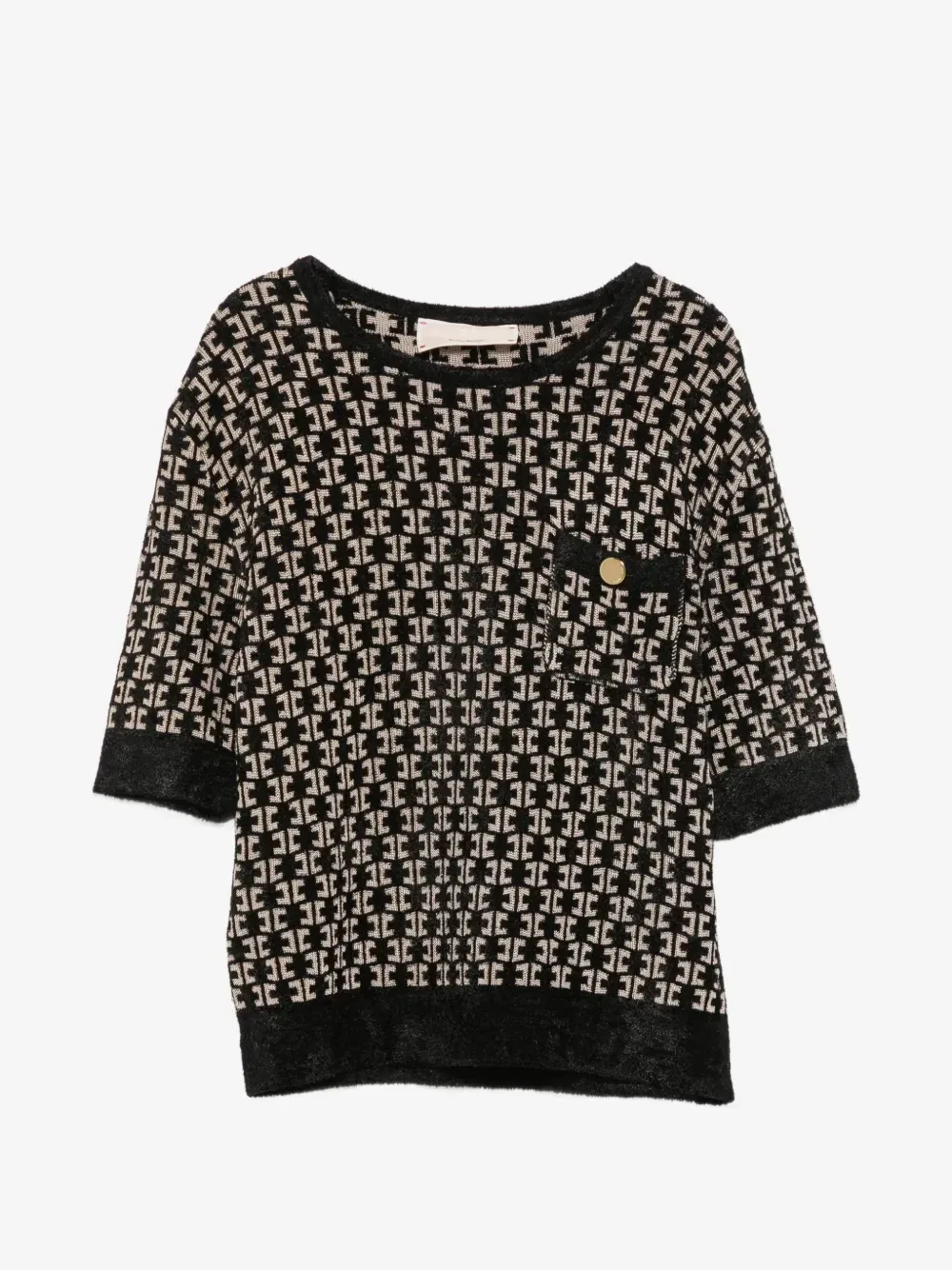 Свитер с монограммой и пуговицами Elisabetta Franchi Kids, черный
