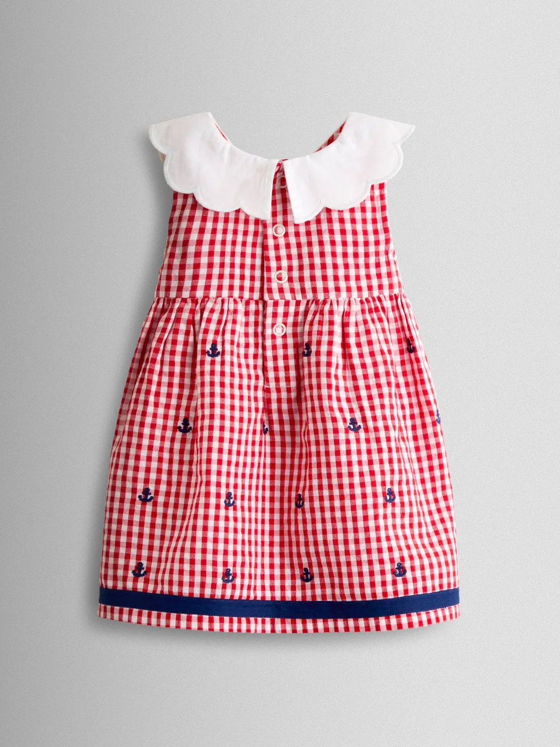 Платье морское с вышивкой, JoJo Maman Bébé, красный гингем — фото 3